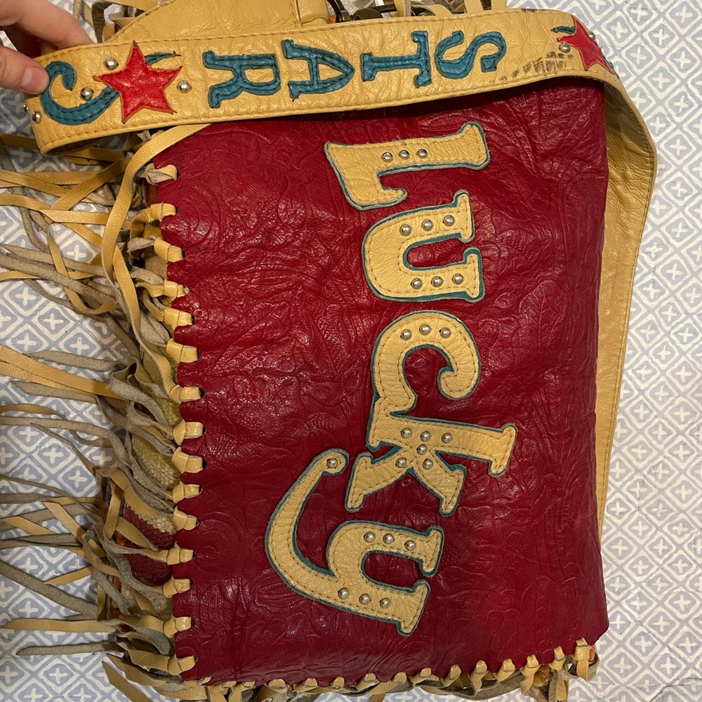 Red and Tan Lucky Shoulder Bag